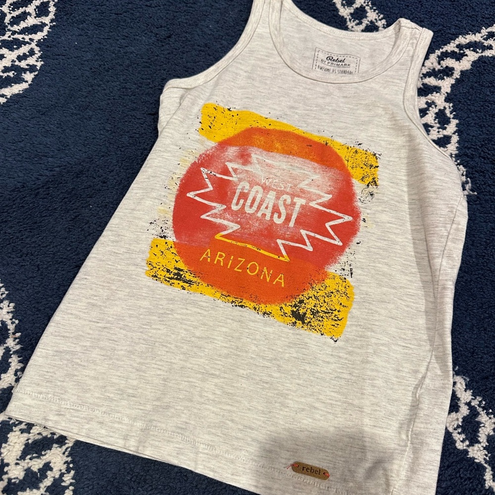 rebels Kids Gray Tank Top with Red and Yellow Print